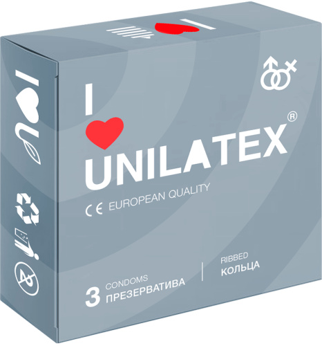 Ребристые презервативы Unilatex Ribbed 3 шт