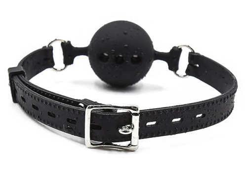 Кляп-шар из медицинского силикона черного цвета L фото 5