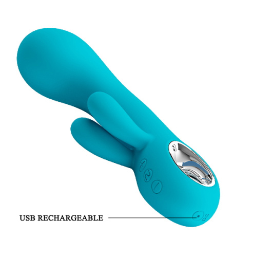 Перезаряжаемый вибратор Pretty Love Chris с клиторальной стимуляцией, бирюзовый фото 6