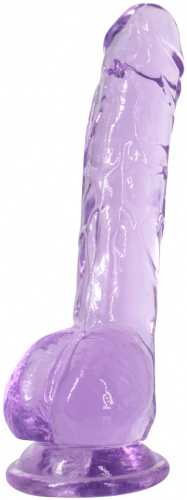 Прозрачный фаллос с мошонкой Intergalactic Luminous Purple 20 см фото 2