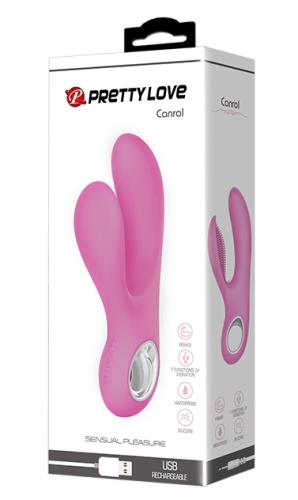 Перезаряжаемый вибратор с клиторальным стимулятором Pretty Love Canrol фото 9