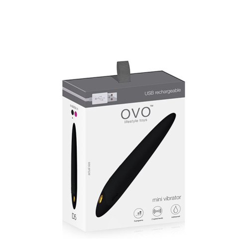 Перезаряжаемый черный мини-вибратор Ovo D5 фото 5