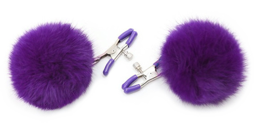 Зажимы на соски с фиолетовыми помпонами фото 2