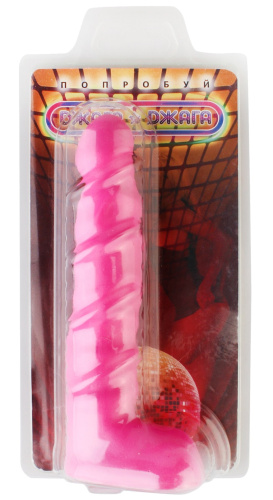 Розовый анальный фаллос с рельефным стволом 14 см фото 5