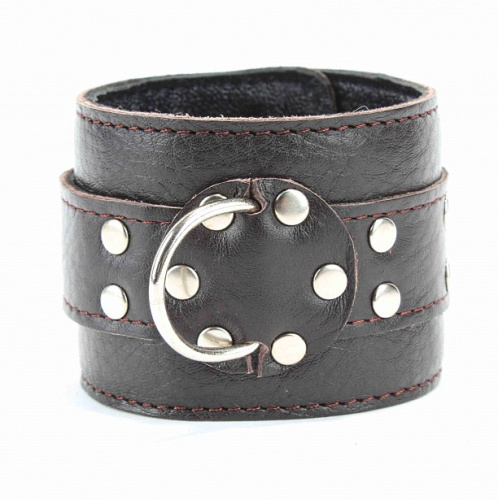 Наручники на пряжке из натуральной кожи темно-коричневого цвета фото 4