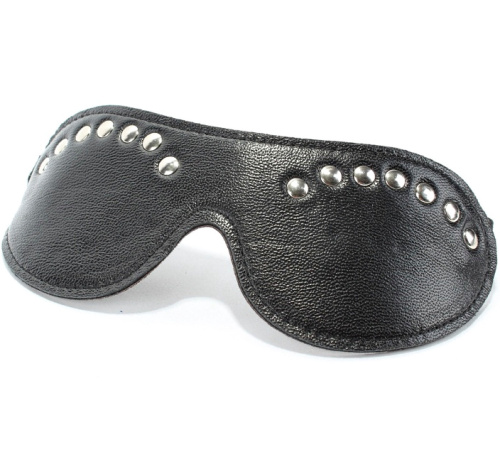 Маска на глаза из натуральной кожи темно-шоколадного цвета с заклепками фото 2