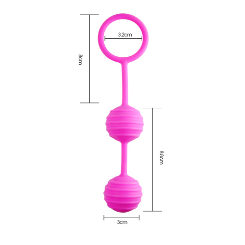 Вагинальные шарики Kegel ball розовые с рельефным рисунком фото 2