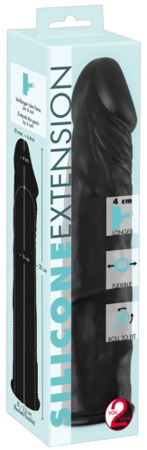 Удлиняющая черная насадка на пенис Silicone Extension + 4 см фото 9