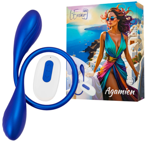 Двойной смарт-вибростимулятор Leroina App Agamien с пультом управления синий