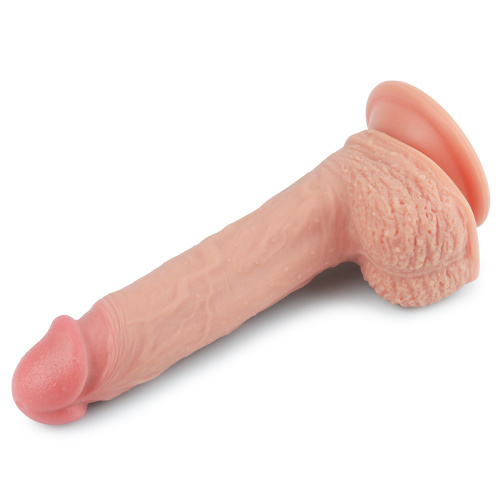 Фаллос на присоске с мошонкой Dual-Layered Silicone Dildo 22 см фото 3
