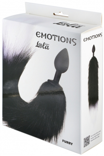 Анальная пробка с черно-белым хвостиком Emotions Furry 42см фото 4