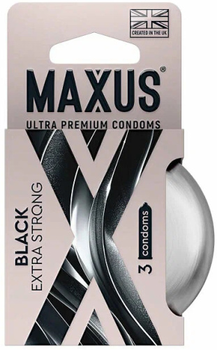 Утолщенные презервативы Maxus Extra Strong черные 3 шт
