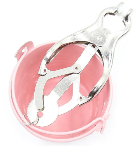 Серебряные клипсы на соски с розовыми ведерками фото 5