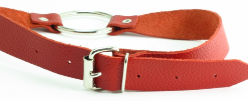 Кляп с кольцом из красной кожи фото 3