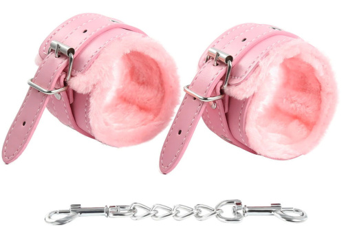 Розовые наручники с мехом