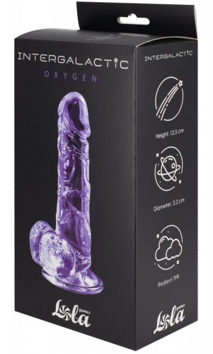 Прозрачный фаллоимитатор с мошонкой Intergalactic Oxygen Purple 18 см фото 5