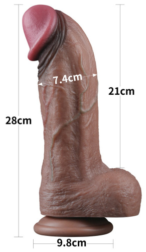 Темнокожий фаллос-гигант Dual Layered Silicone Cock XXL 28 см фото 6