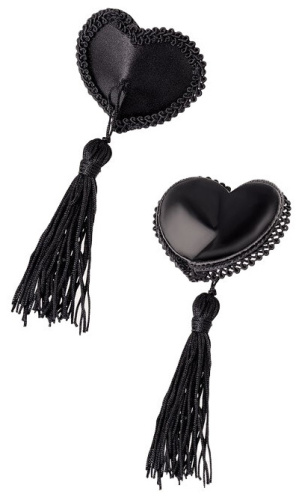 Атласные черные пэстисы-сердечки фото 3
