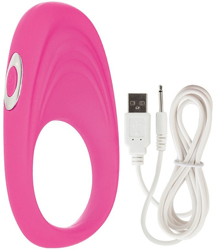 Розовое эрекционное виброкольцо Embrace Pleasure Rings фото 6