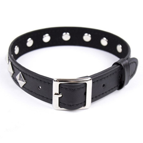 Классический черный ошейник с заклепками фото 2