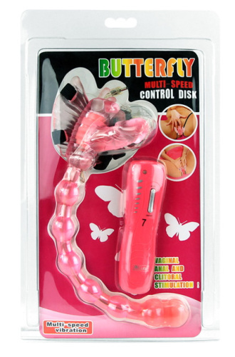 Вибробабочка с вагинальным отростком и анальным стимулятором Butterfly Mini фото 7