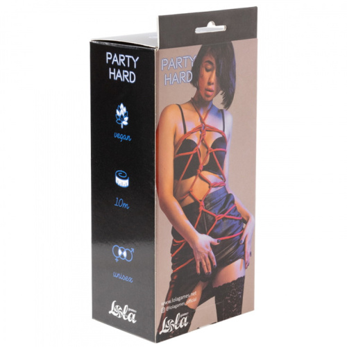 Красная веревка для бондажа Party Hard Tender 10 м фото 6