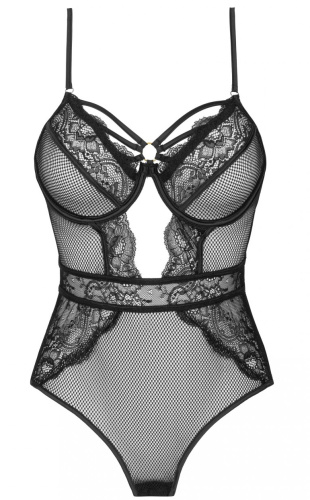 Соблазнительное боди в сеточку детализированное кружевом Finasan S/M фото 4