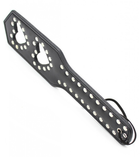 Черный пэдл с заклепками Сердца 34 см фото 3