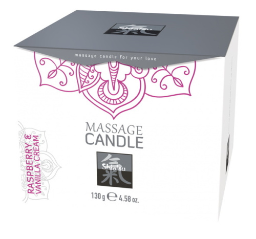 Массажная аромасвеча Shiatsu с ароматом малины и ванильного крема 130 гр фото 3