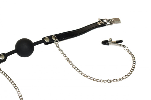 Кляп с зажимами для сосков Party Hard Hentai фото 6