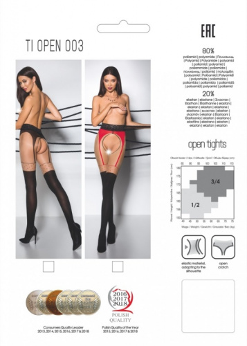 Колготки TIOpen 003 черно-красные размер 1/2 фото 2