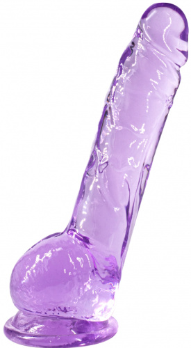 Прозрачный фаллос с мошонкой Intergalactic Luminous Purple 20 см фото 3