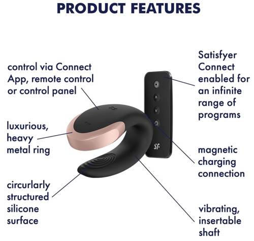 Смарт-стимулятор для пар Satisfyer Double Love черный фото 4