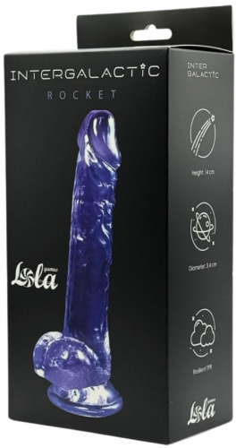 Прозрачный фаллос с мошонкой Intergalactic Rocket Purple фото 5