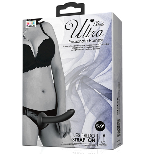 Страпон черного цвета на ремнях из силикона 15 см фото 7