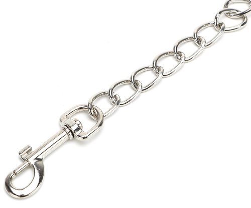 Черный поводок на металлической цепочке для БДСМ аксессуаров фото 4