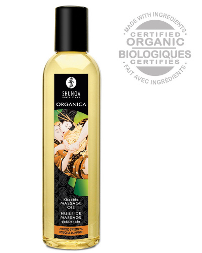 Возбуждающее съедобное массажное масло Shunga Organica сладкий миндаль 250 мл фото 2