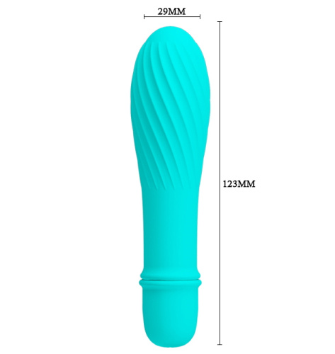 Классический мини вибратор с ребристой поверхностью Solomon бирюзовый фото 5