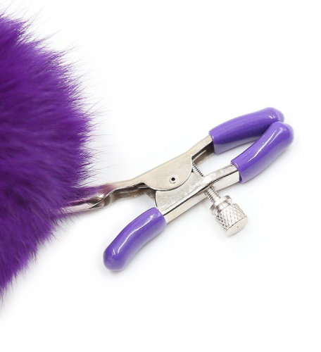 Зажимы на соски с фиолетовыми помпонами фото 4