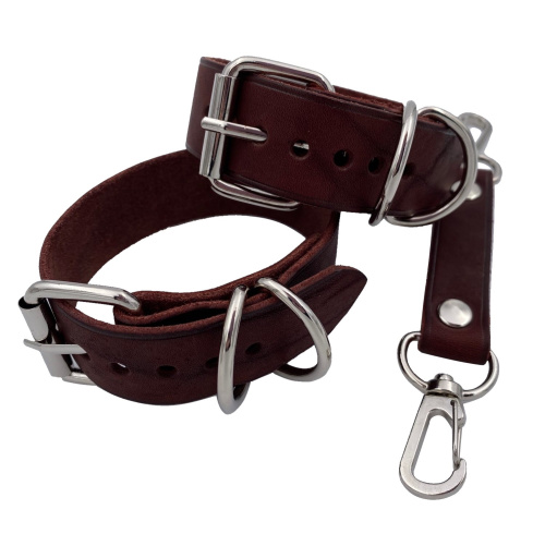 Наручники из натуральной кожи коричневые фото 3