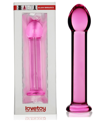 Гладкий розовый фаллоимитатор из стекла 17 см