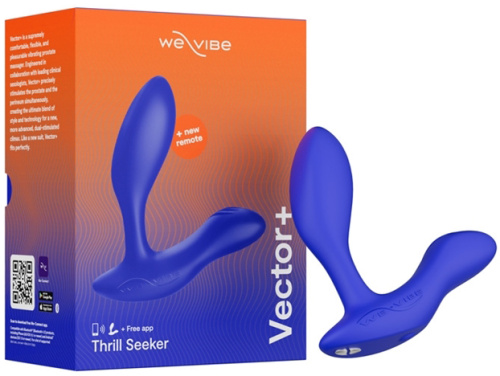 Регулируемый смарт-вибромассажер простаты We-Vibe Vector Plus синий фото 16