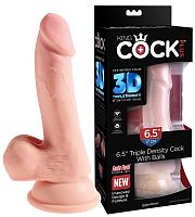 Фаллоимитатор с мошонкой на присоске King Cock Triple Density Cock with Balls Light 20 см