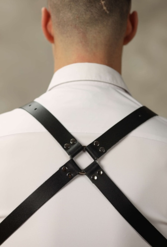 Двусторонняя БДСМ сбруя с заклепками для мужчин фото 5