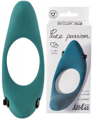Эрекционное кольцо с двойной вибростимуляцией Pure Passion Lunar Green