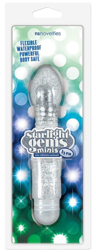 Гнущийся вибратор с блестками Starlight Gems Minis Lyra серебристый фото 3