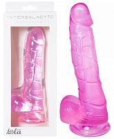 Прозрачный фаллос с мошонкой Intergalactic Satellite Pink 22 см