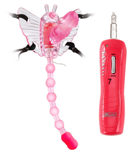 Вибробабочка с вагинальным отростком и анальным стимулятором Butterfly Mini фото 3