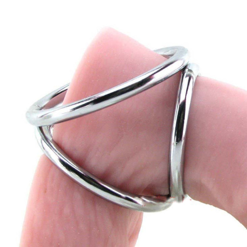 Зажимы на соски с тройным кольцом для пениса и мошонки Large фото 4