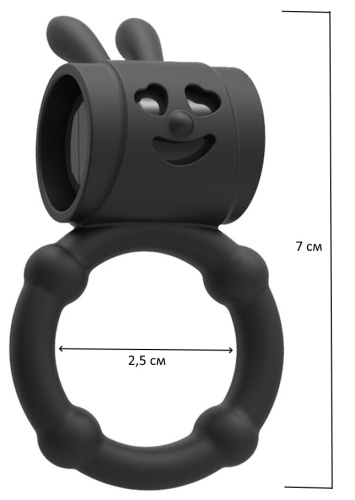 Виброкольцо кролик черное фото 2